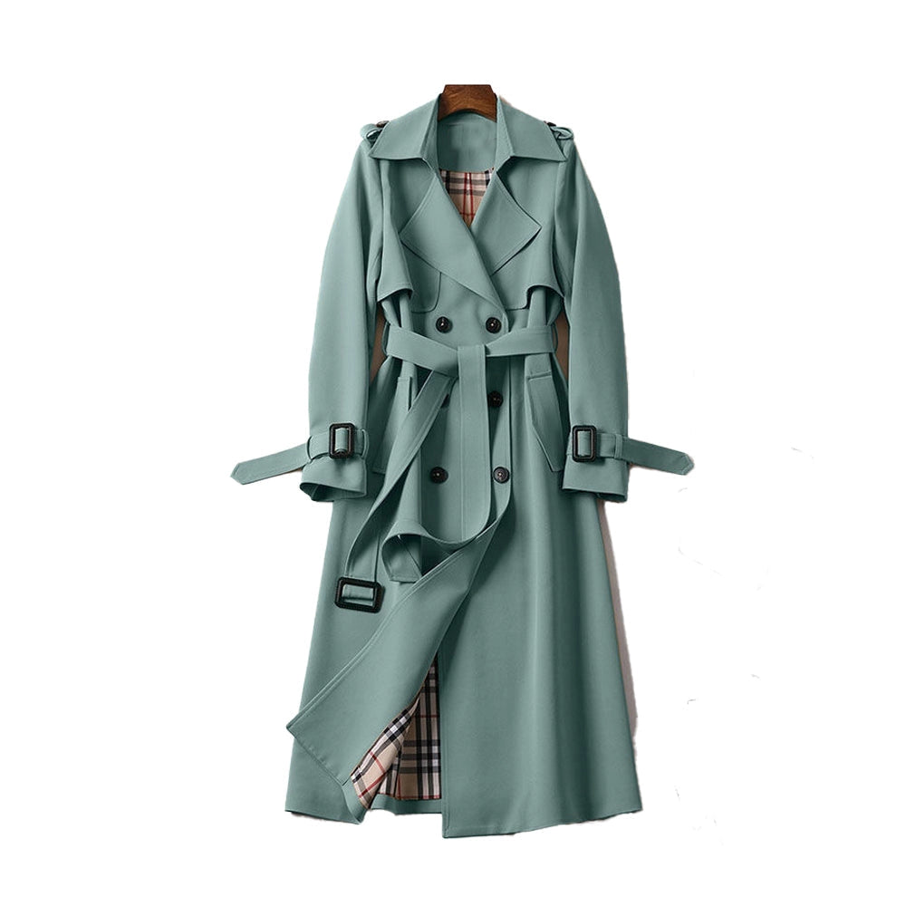 Close-up of adjustable sleeve buckle and cuff on chic fall outerwear