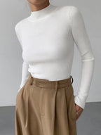 Alex | Women’s Ribbed High Neck Knit Top