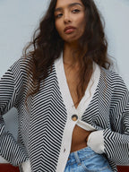 Zavielle | Women’s Chevron Knit Button Front Cardigan