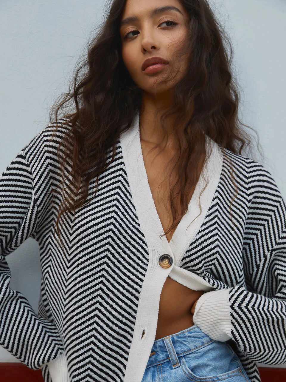Zavielle | Women’s Chevron Knit Button Front Cardigan