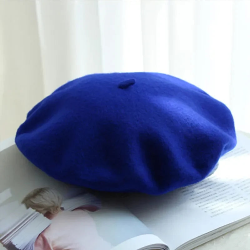 Back view of elegant womens accessories french beret style