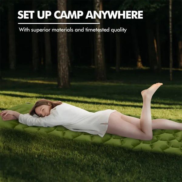 Compact and lightweight camping pad strapped securely to a hiking pack