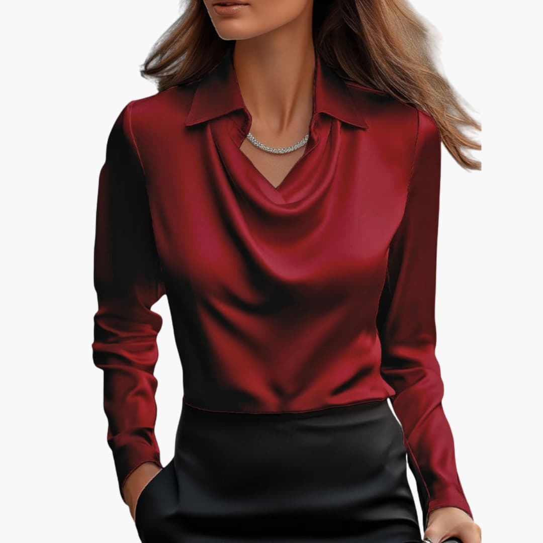 Chic long sleeve draped top designed as versatile women's fashion
