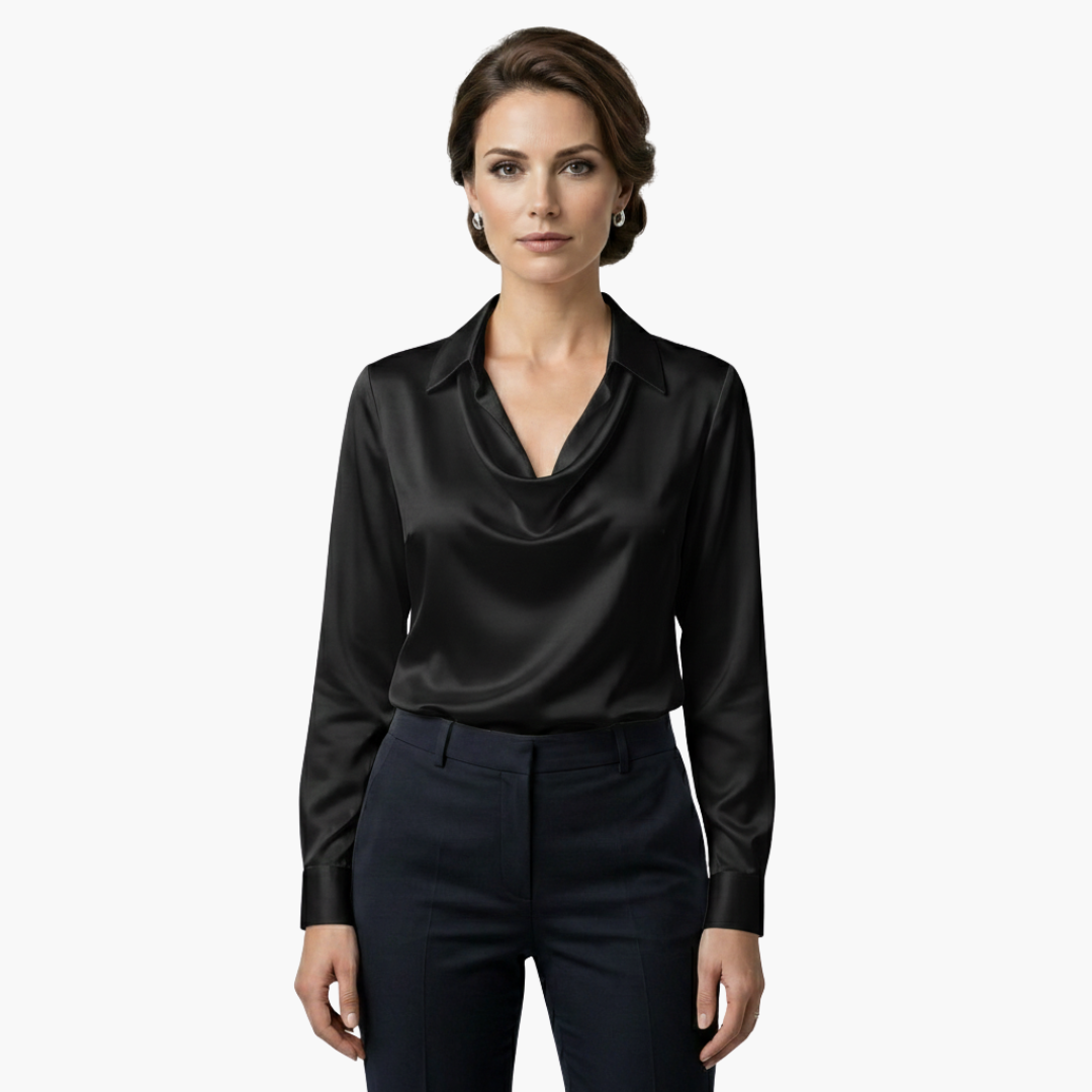 Stylish women's fashion top with cowl neckline and long sleeves
