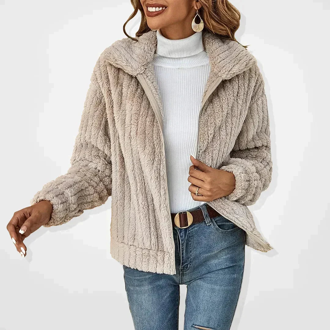 Jodi | Women’s Fluffy Zip Front Cardigan