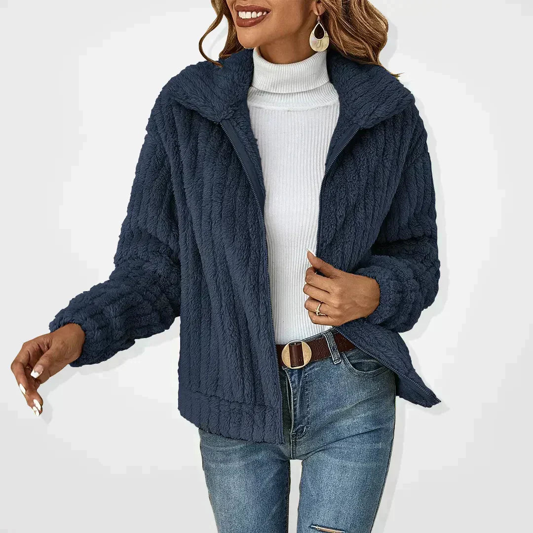 Jodi | Women’s Fluffy Zip Front Cardigan