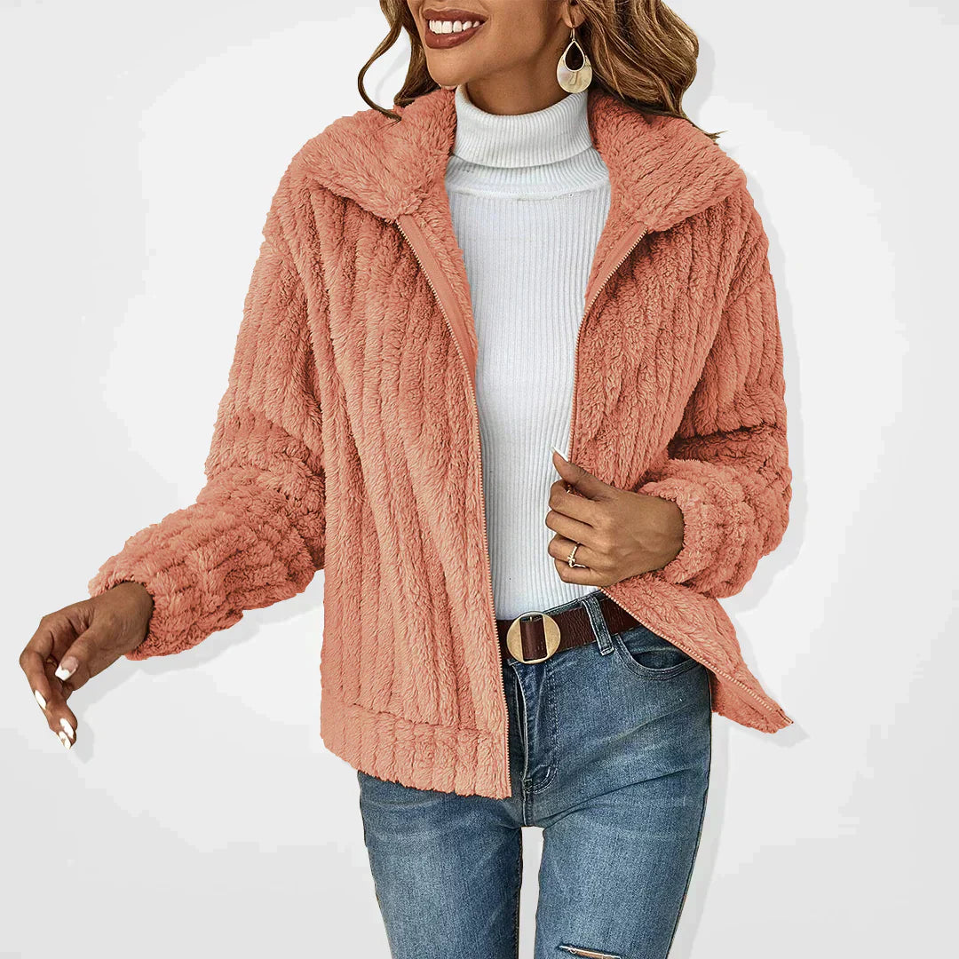 Jodi | Women’s Fluffy Zip Front Cardigan