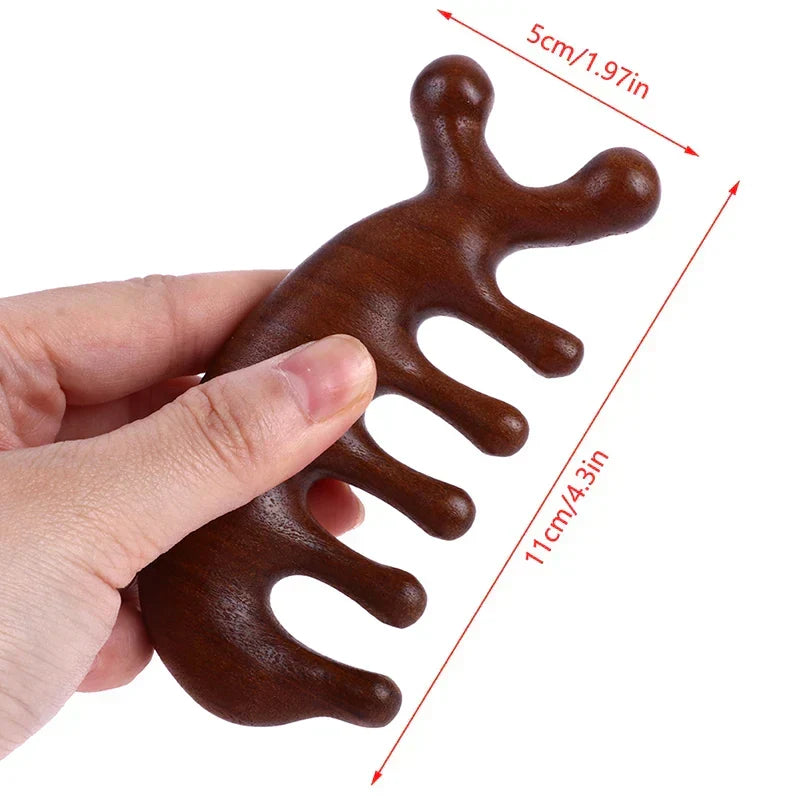 Wooden sandalwood scalp massage comb for hair care and stress relief