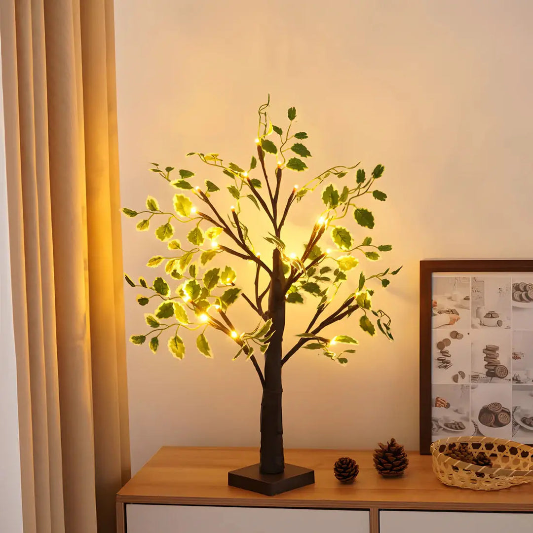 Glowing Tree Table Lamp with warm LED lights for cozy bedroom ambiance