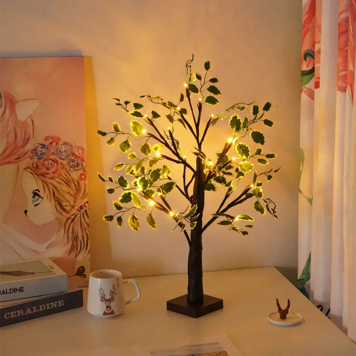 Battery operated LED decor light shaped like a glowing fairy tree