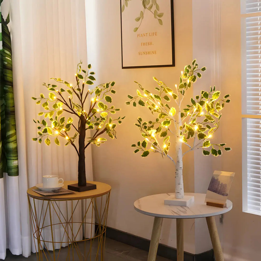 Cozy ambiance tree shaped lamp with warm white LED glowing lights