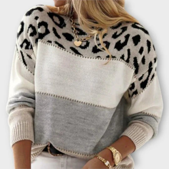 Fely | Women’s Leopard Print Knit Sweater
