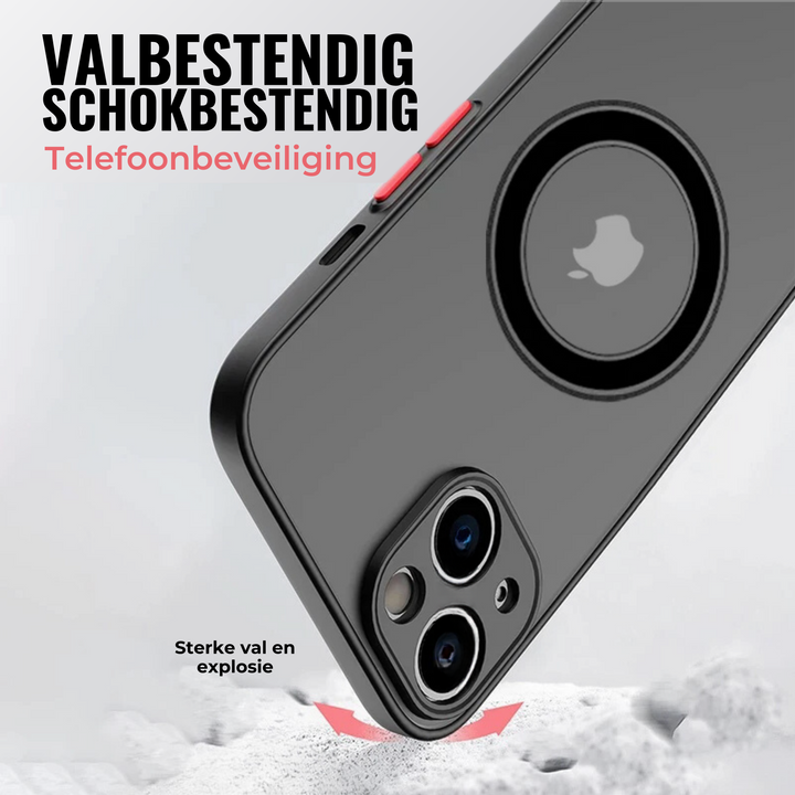 Shockproof iPhone case showcasing drop protection and reinforced corner bumpers