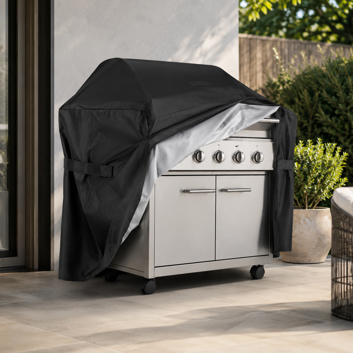 Heavy-duty outdoor grill protector with secure fastening