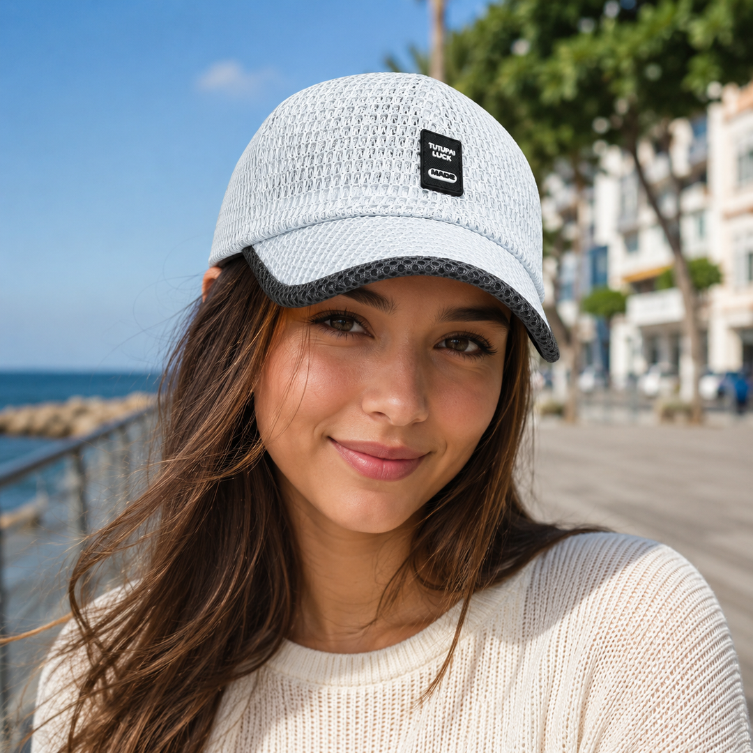 Full view of versatile mens breathable mesh snapback cap ready for outdoor use