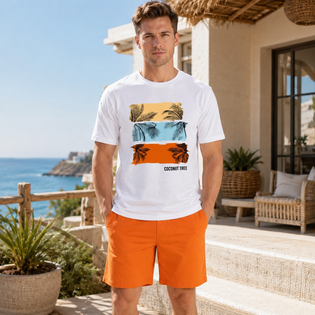 Mens matching set tropical gradient summer clothing
