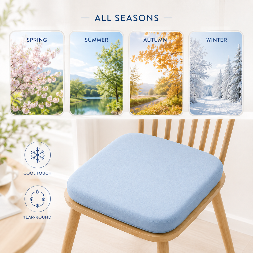 Close-up of memory foam square seat cushion texture and fabric