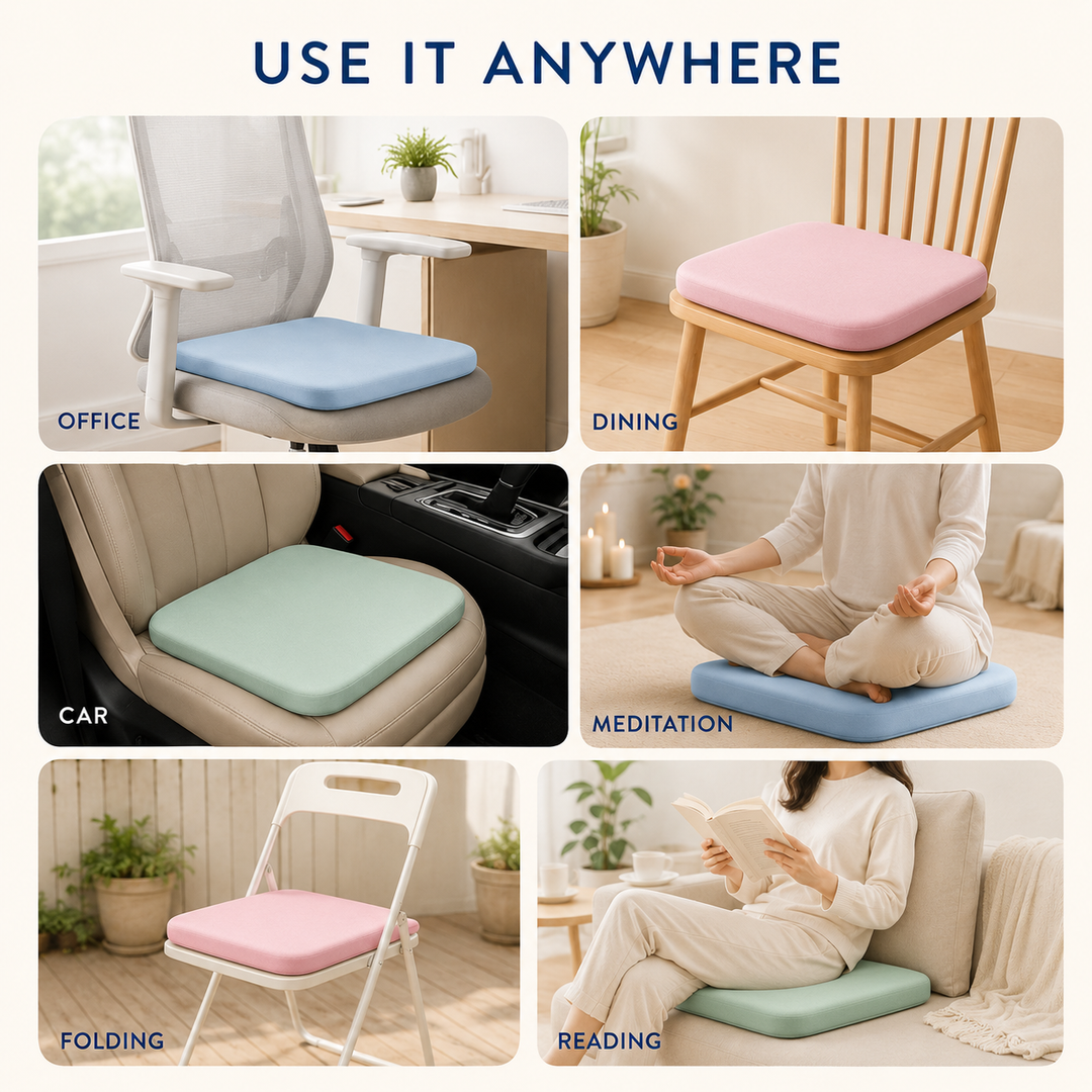 Comfortable seating square seat pad placed on a wooden kitchen chair