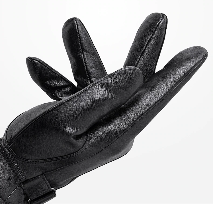 Detailed view of the fingers and stitching on men's stylish gloves