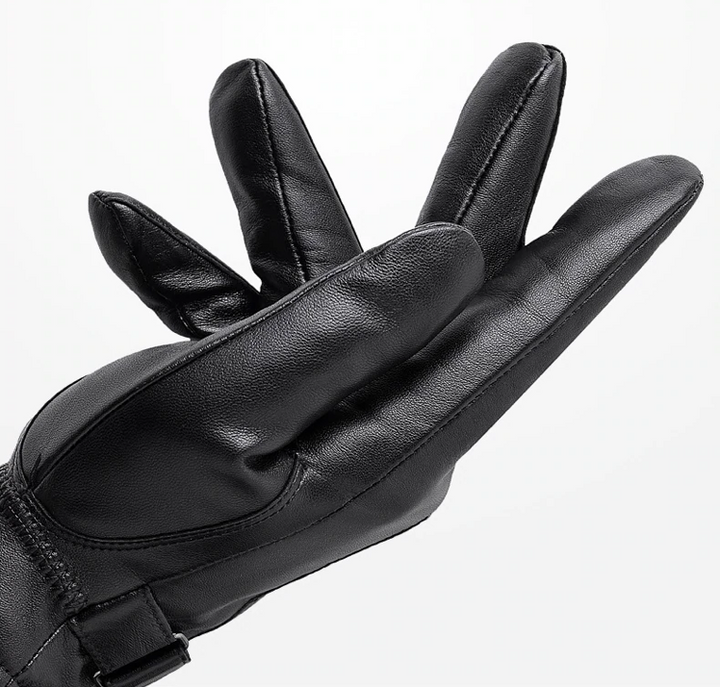 Detailed view of the fingers and stitching on men's stylish gloves
