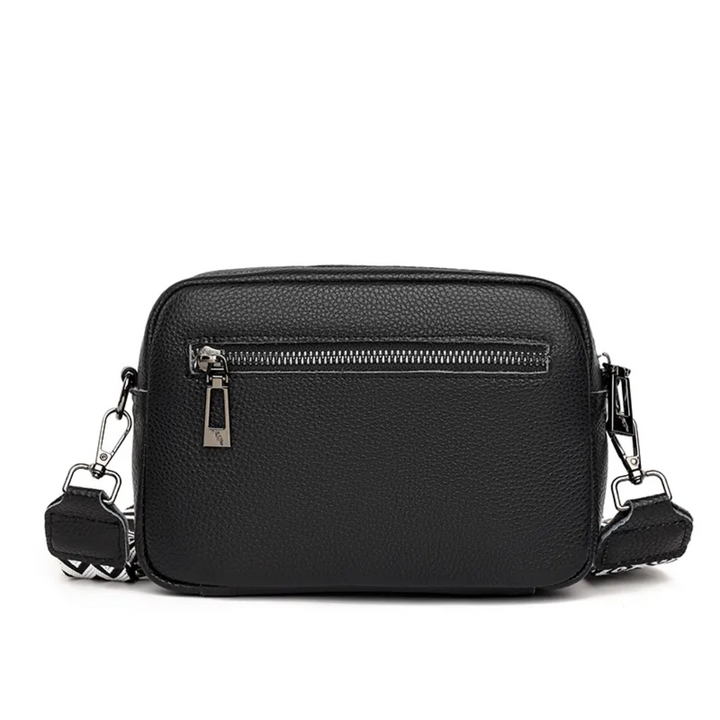 Women's modern messenger bag in classic black leather