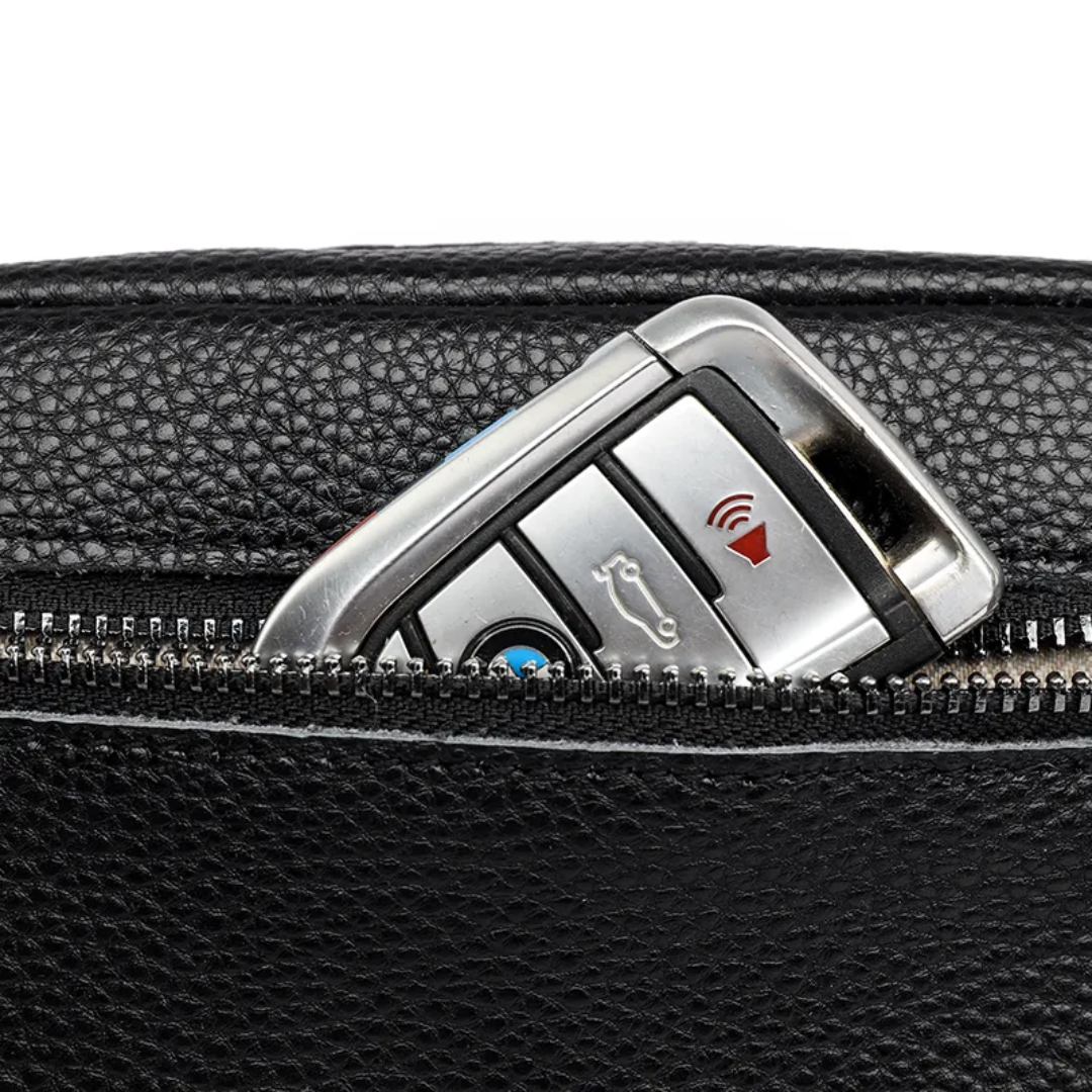 Close-up view of premium leather texture and stitching