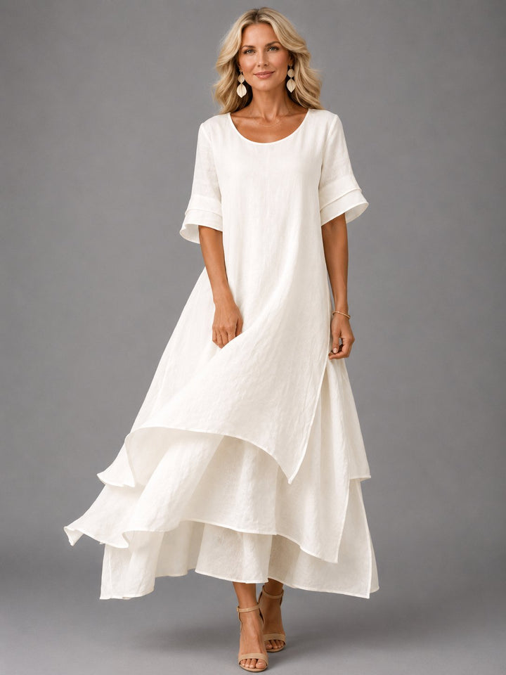 Model wearing the casual maxi dress paired with stylish footwear