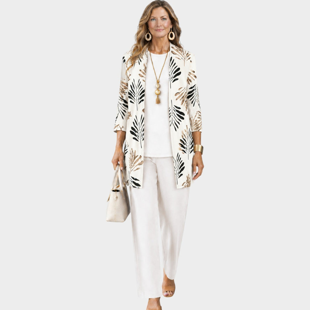 Huffed texture and drape of the three-piece casual wear outfit