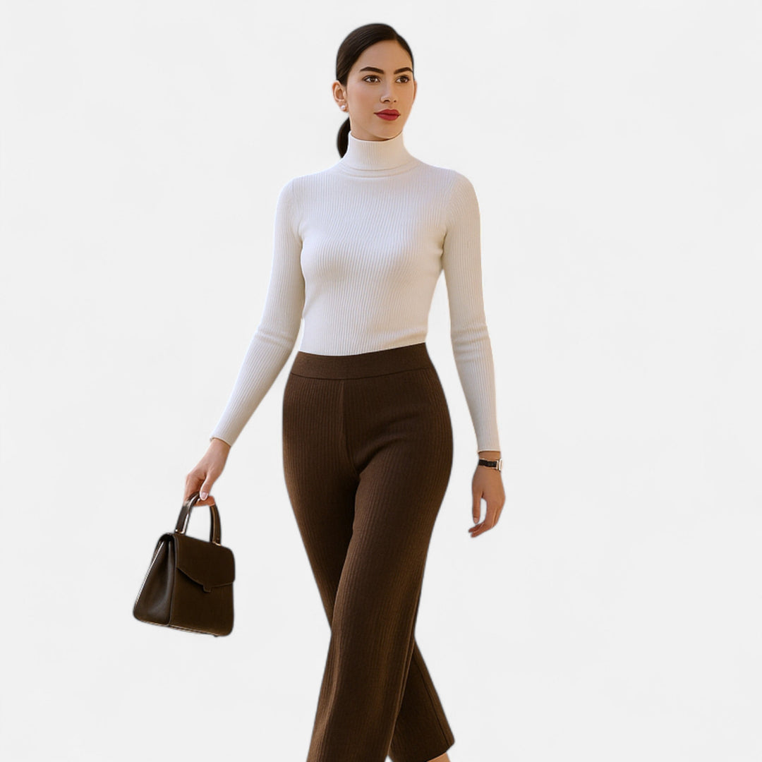 Casual wear slim fit knit sweater with high neck design