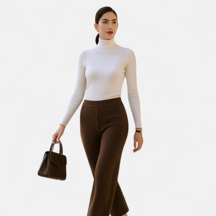 Casual wear slim fit knit sweater with high neck design