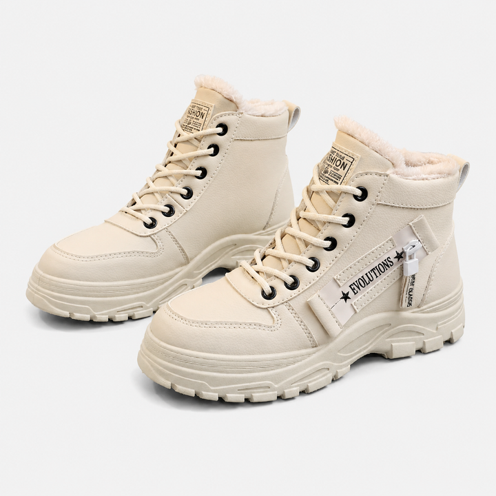 Khaki casual high top ankle boots on a clean background
