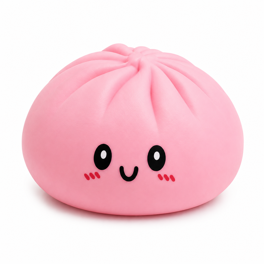 Oversized dumpling squishy toy for stress relief and tactile sensory play