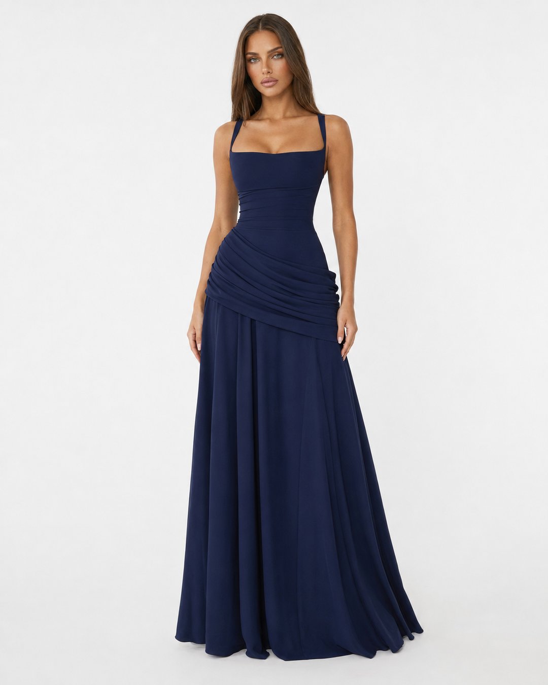 Back zipper and seam detail of the Phoebe maxi dress