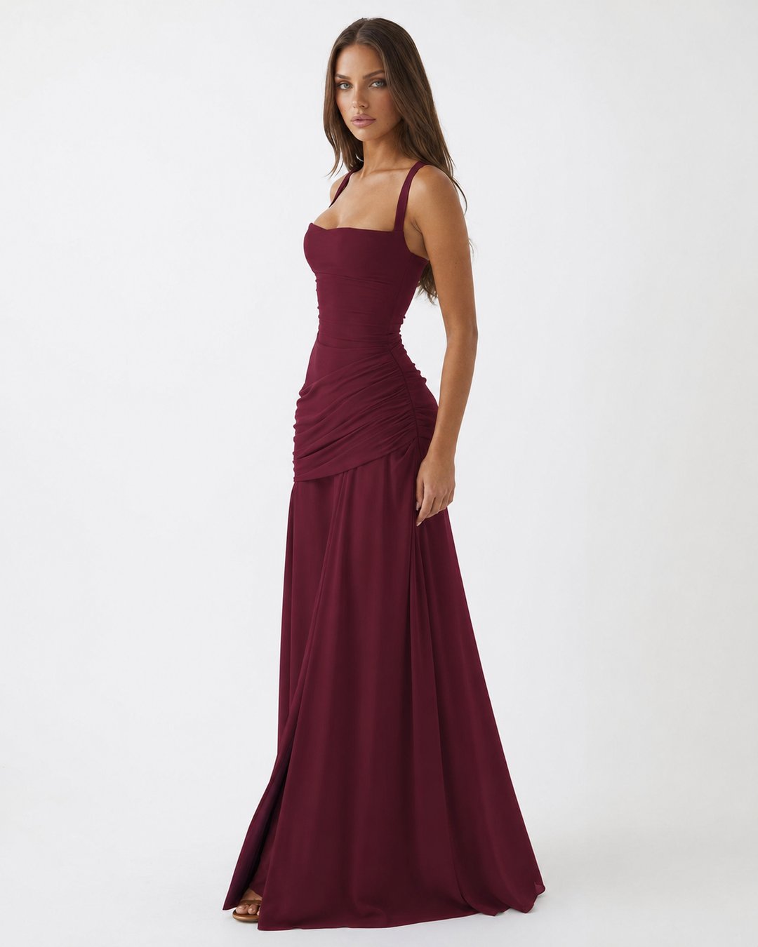 Premium fabric texture and stitching of the formal maxi dress