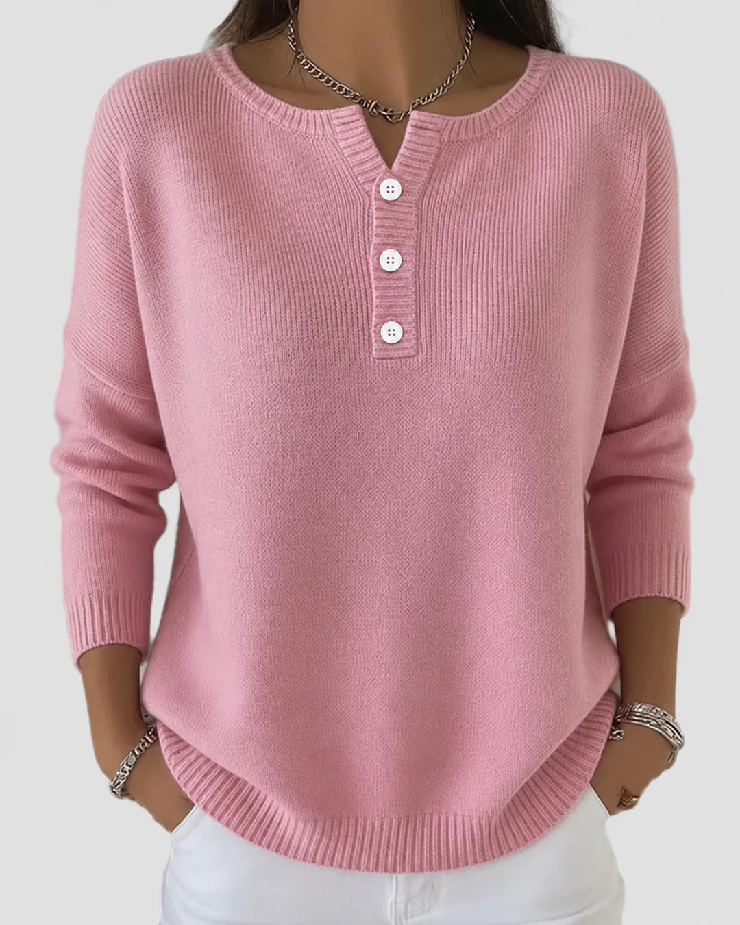 Tinsleigh | Women’s Long Sleeve Henley Knit Sweater