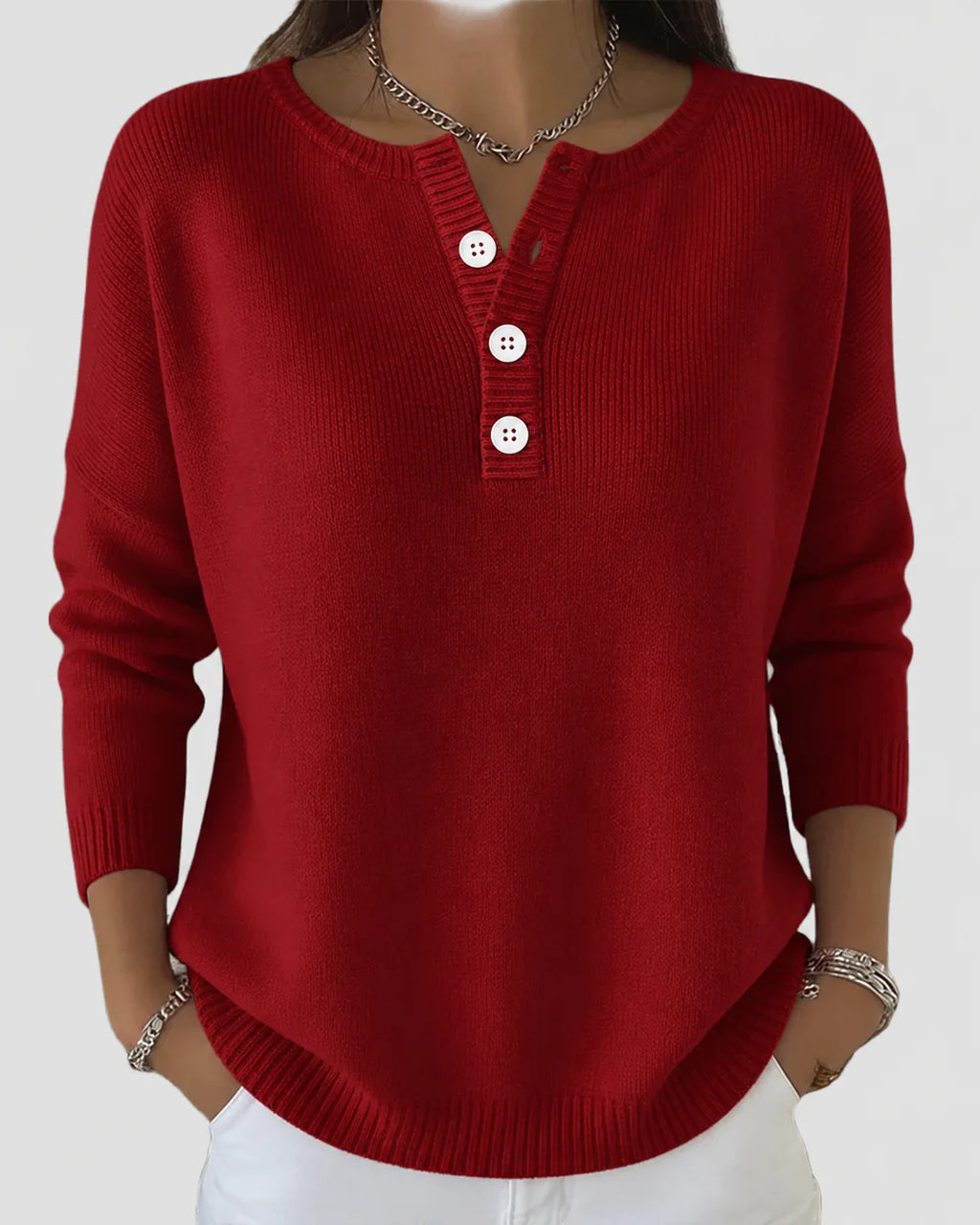 Tinsleigh | Women’s Long Sleeve Henley Knit Sweater
