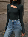 Zavielle | Women’s Cut Out Turtleneck Long Sleeve Slim Fit Top