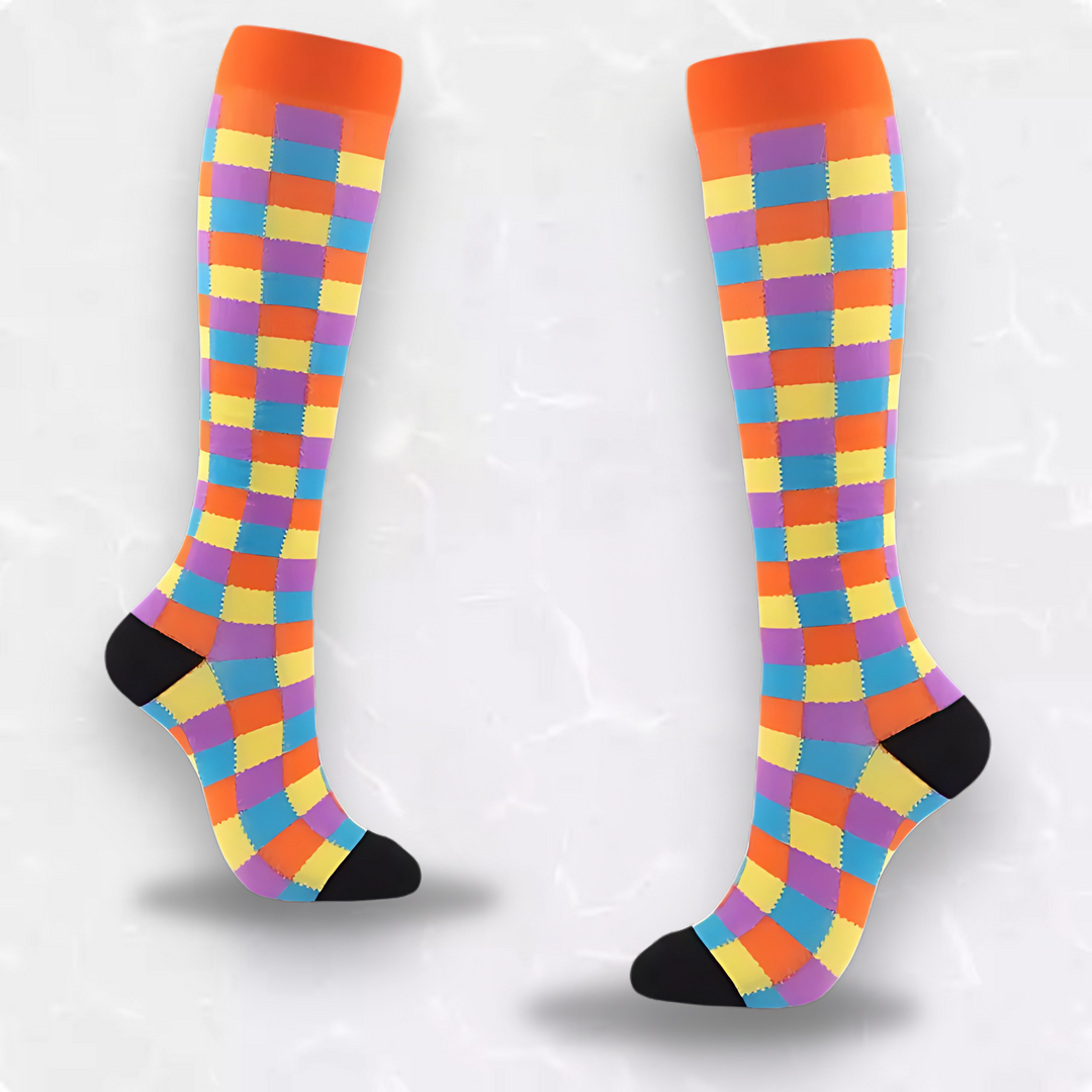 Side view of unisex active wear circulation socks with stylish patterns