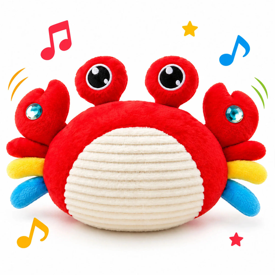 Family playing together with the interactive musical sensory toy in a living room