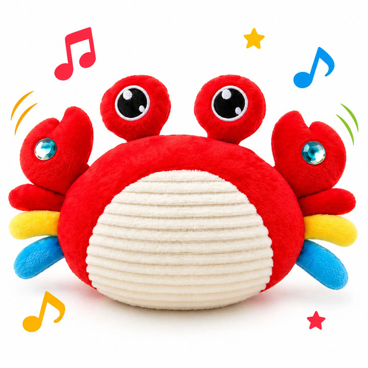 Family playing together with the interactive musical sensory toy in a living room