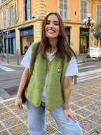 Liora | Women’s Sherpa Fleece Button Front Vest