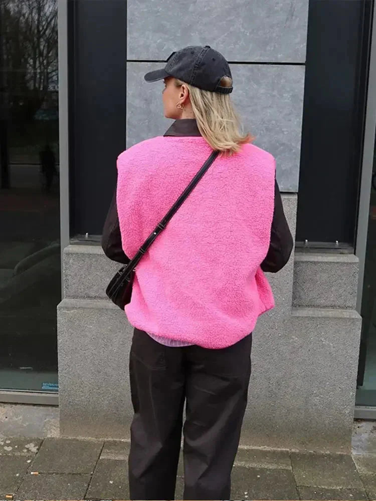 Liora | Women’s Sherpa Fleece Button Front Vest