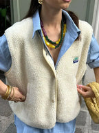 Liora | Women’s Sherpa Fleece Button Front Vest
