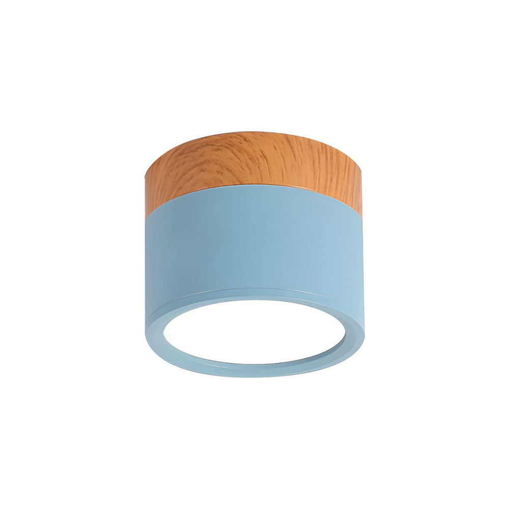 Clean lines of minimalist cylindrical ceiling light fixture