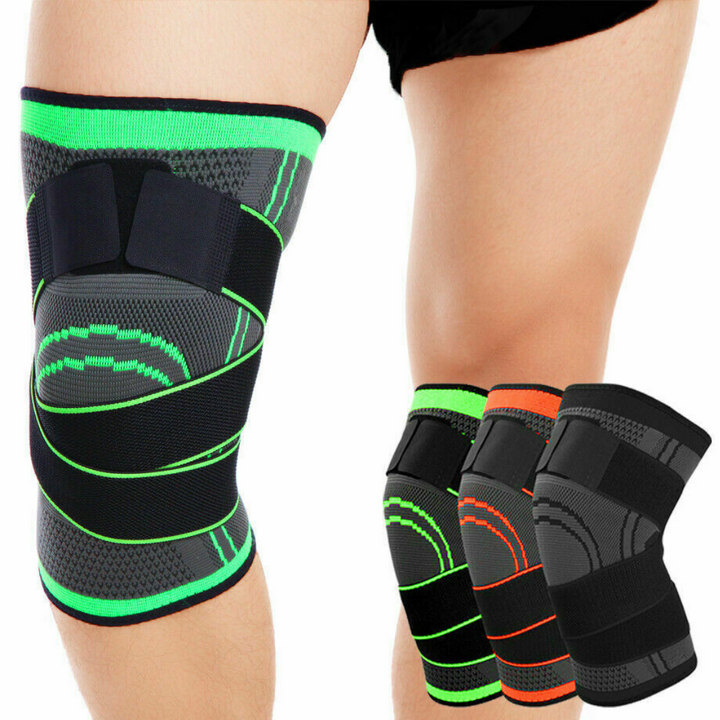 Unisex knee compression sleeve providing joint relief and arthritis support during physical activities.