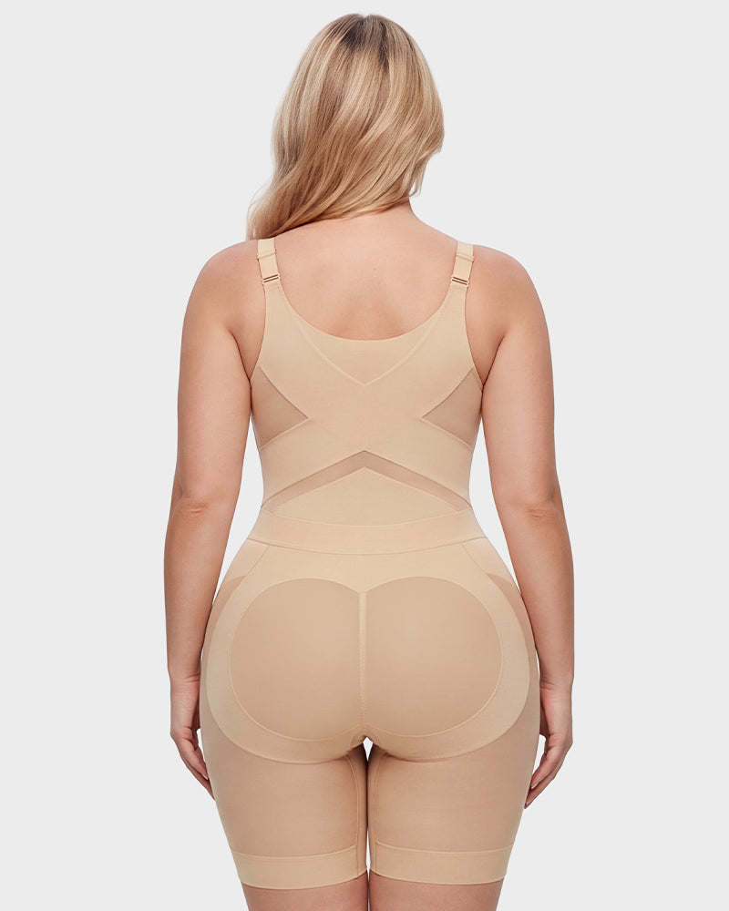 Seamless womens bodysuit smoothing torso and waistline