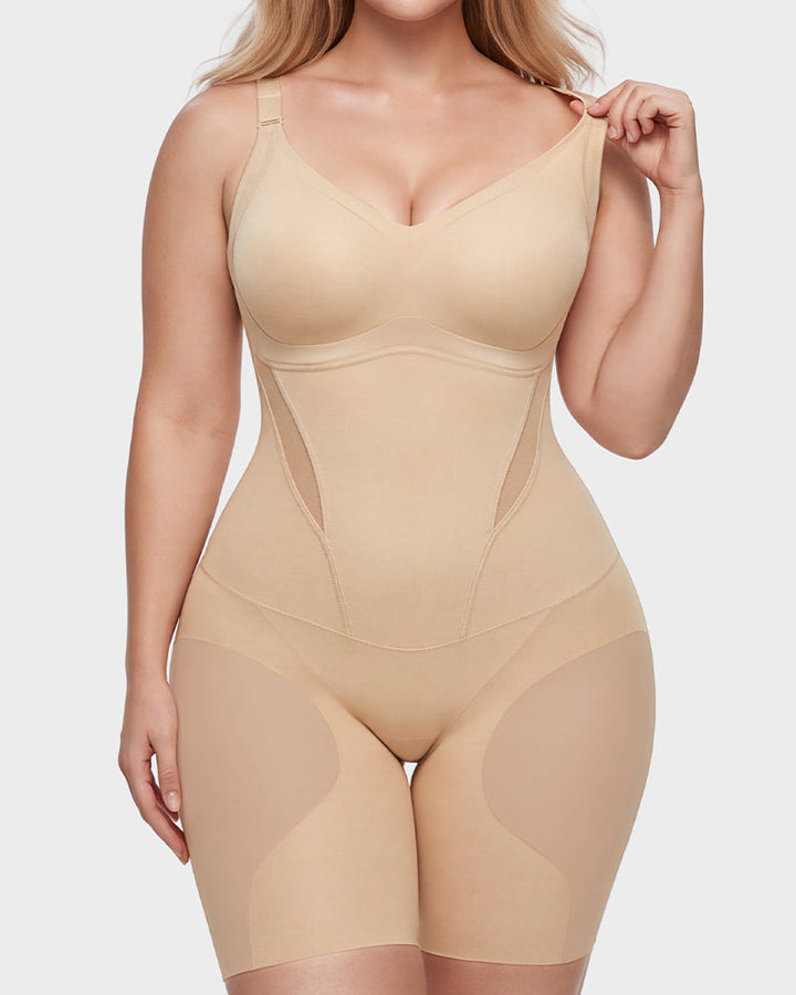 Folded cooling seamless tummy control bodysuit ready to pack