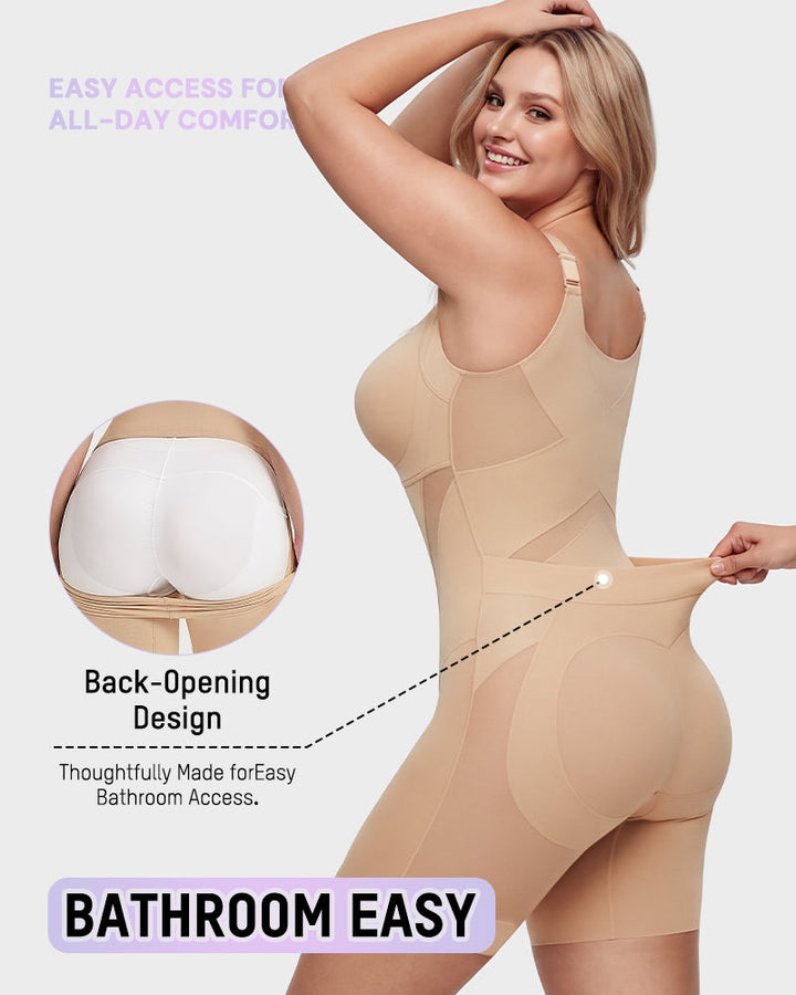 Cooling fabric body shaper for women showing smooth back view