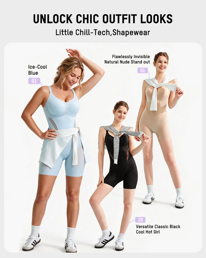 Comfortable everyday tummy control bodysuit in light beige