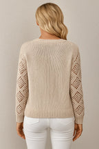 Kinslea | Women’s Crochet Sleeve V Neck Knit Sweater